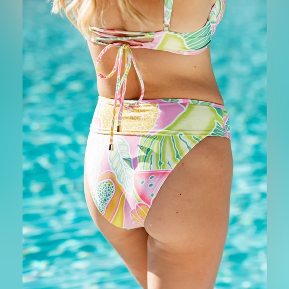 NEW! Kenny Flowers The Bahamas Banded Sporty Bikini Bottom Pink SZ XXL - Picture 2 of 16